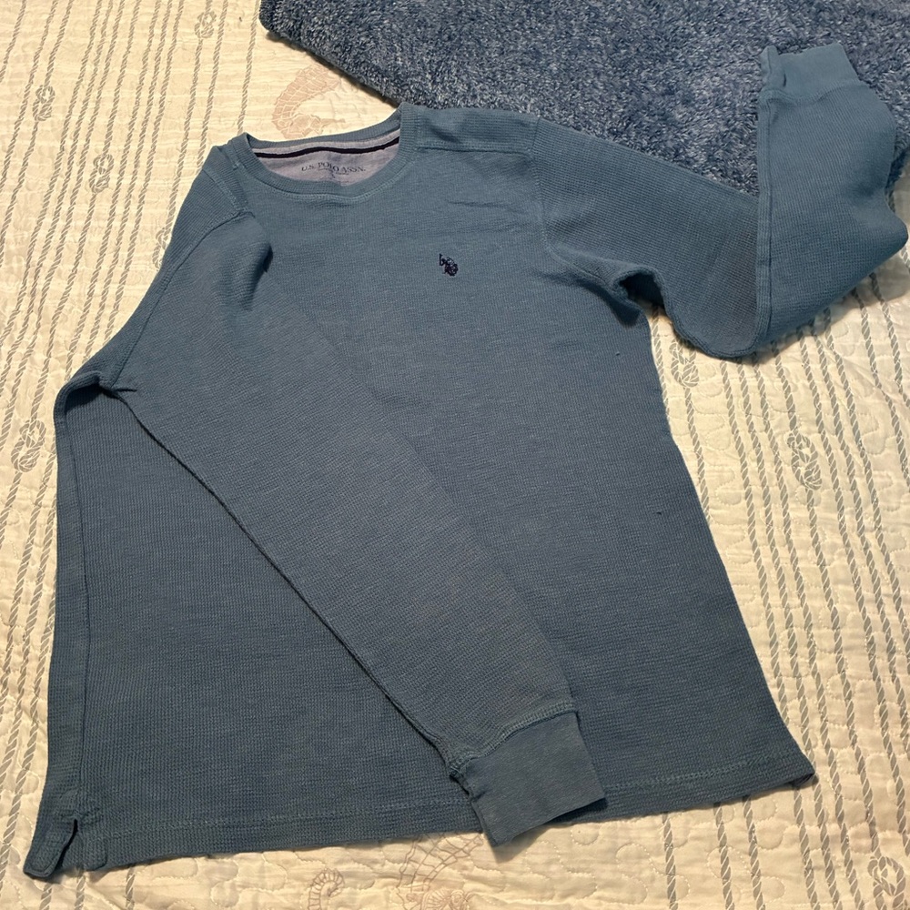 U.S. Polo Assn. Light Blue Waffle Knit Crewneck